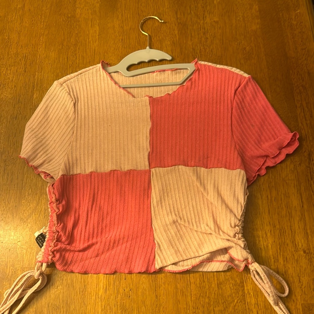 pink patchwork croptop